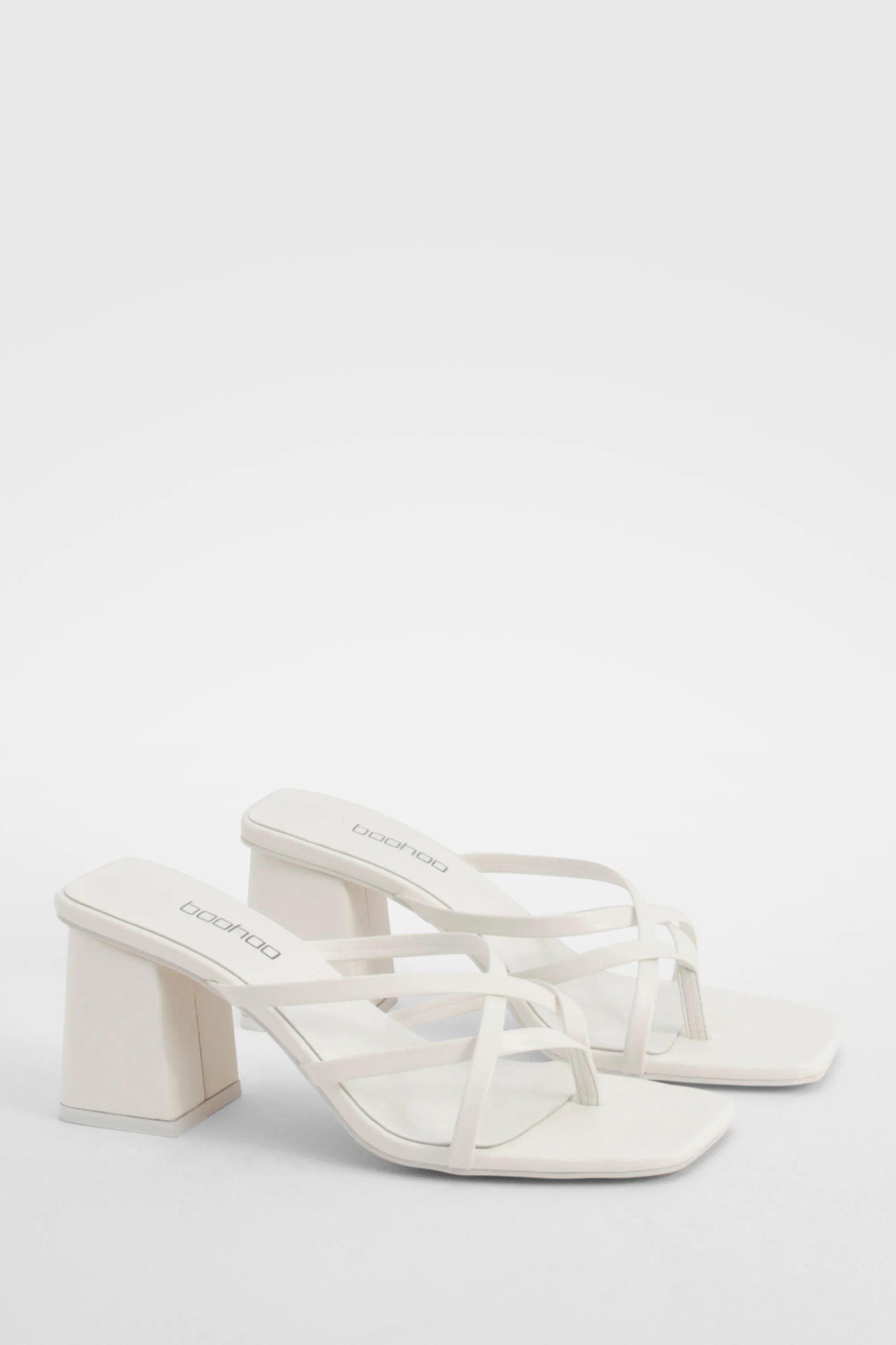 Crossover Strap Toe Post Heeled Mules