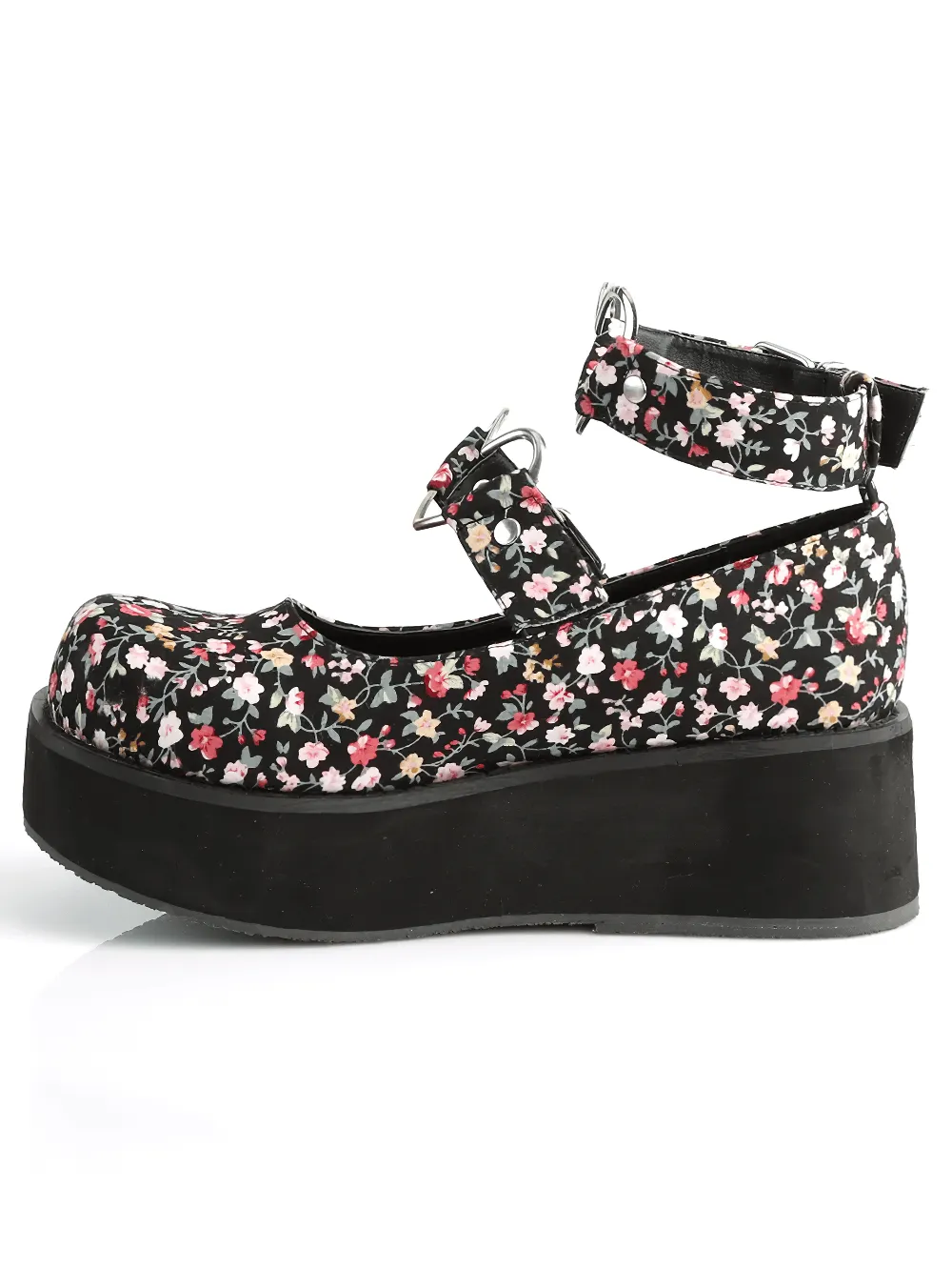 Floral Platforms, Mary Jane Style, with Heart Detail