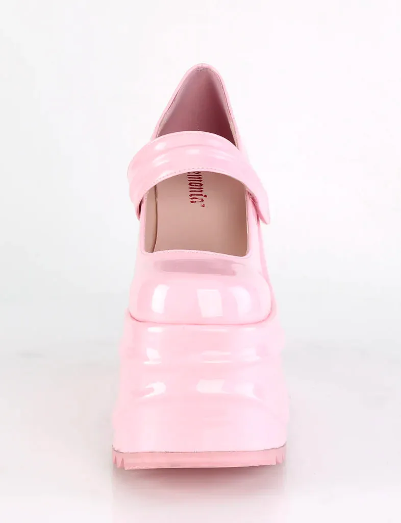 DEMONIA WAVE-32 - BABY PINK HOLOGRAM Shoes - Pre Order.