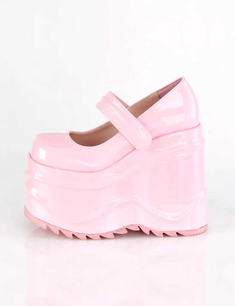 DEMONIA WAVE-32 - BABY PINK HOLOGRAM Shoes - Pre Order.