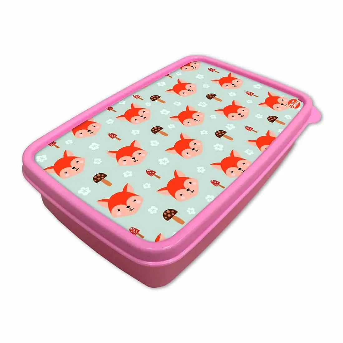 Designer Lunch Box for School Girl With Small Container - Fox