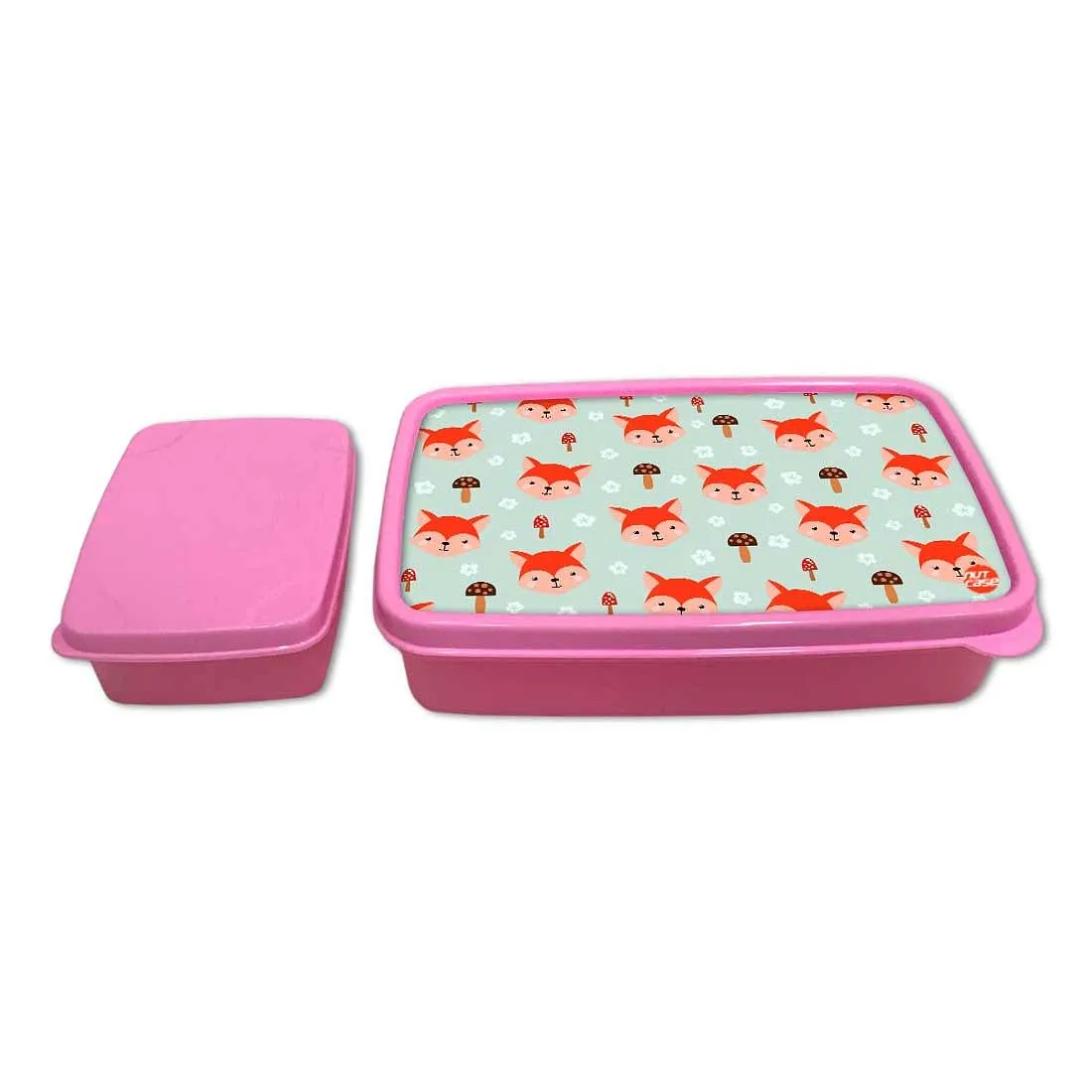 Designer Lunch Box for School Girl With Small Container - Fox