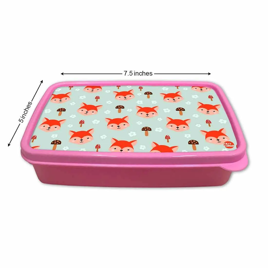 Designer Lunch Box for School Girl With Small Container - Fox