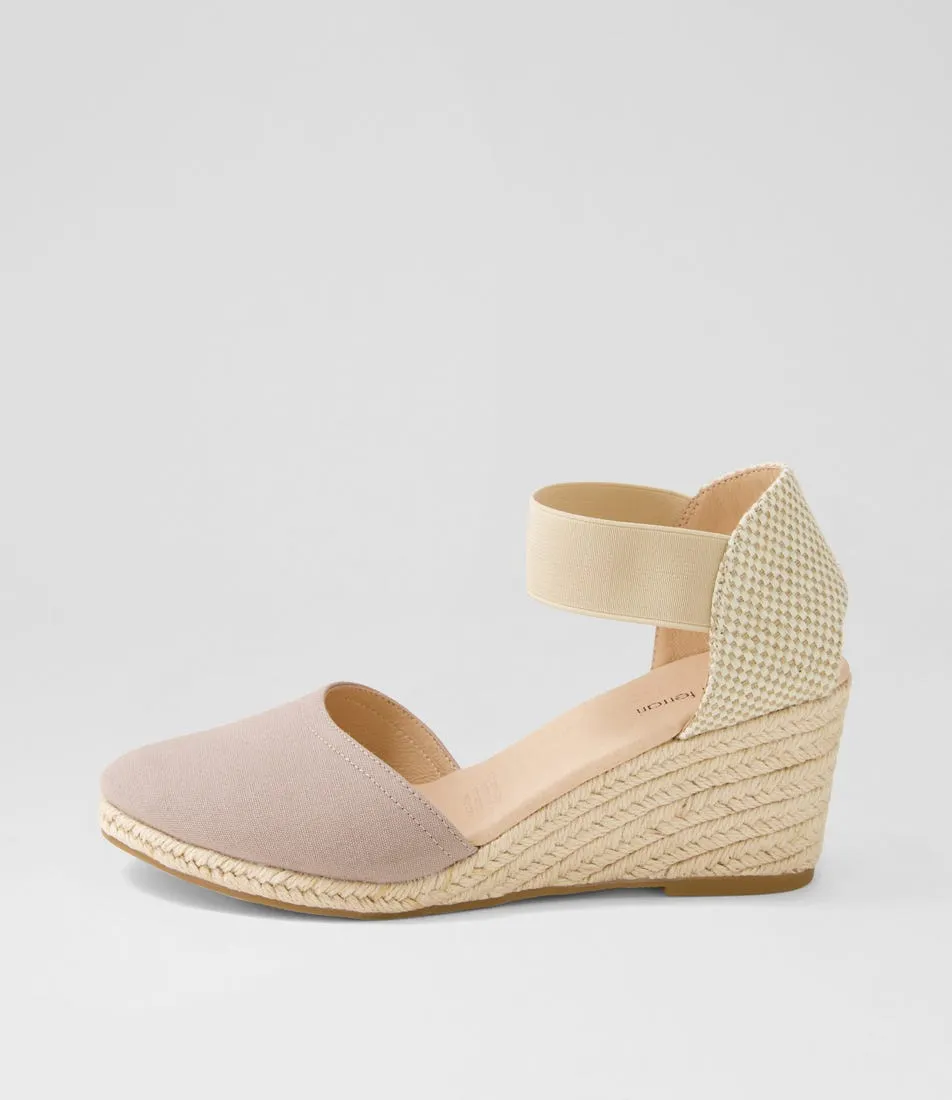 Stylish Falecia Taupe Elastic Canvas Wedges