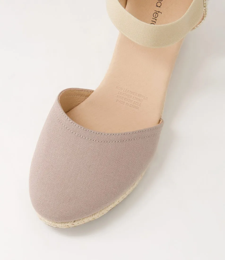 Stylish Falecia Taupe Elastic Canvas Wedges