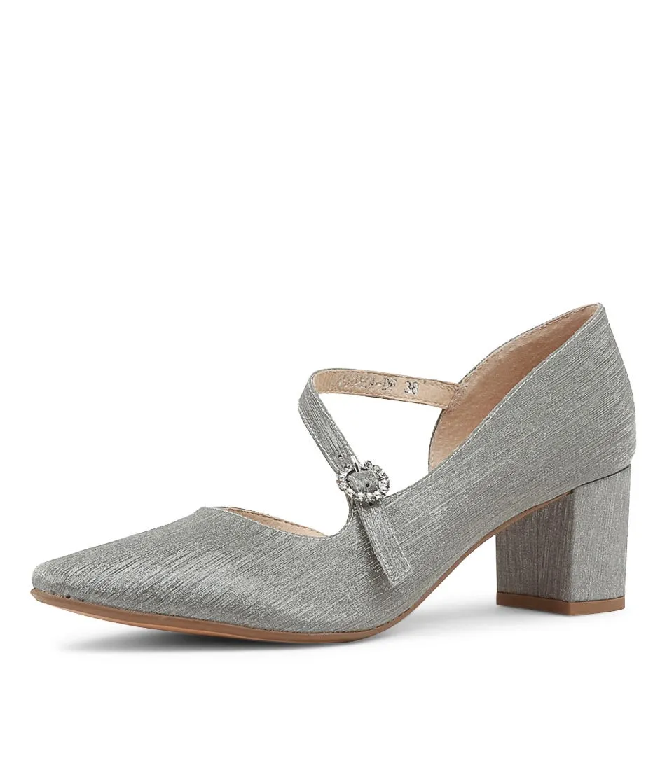 DIANA FERRARI Langden Pewter Metallic Suede Heels