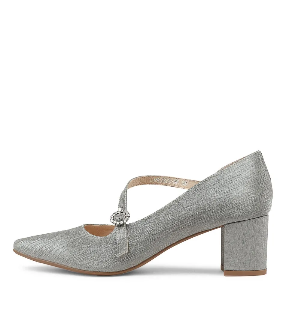 DIANA FERRARI Langden Pewter Metallic Suede Heels