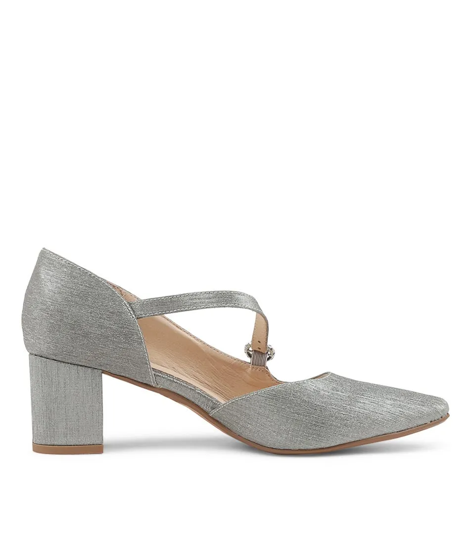 DIANA FERRARI Langden Pewter Metallic Suede Heels