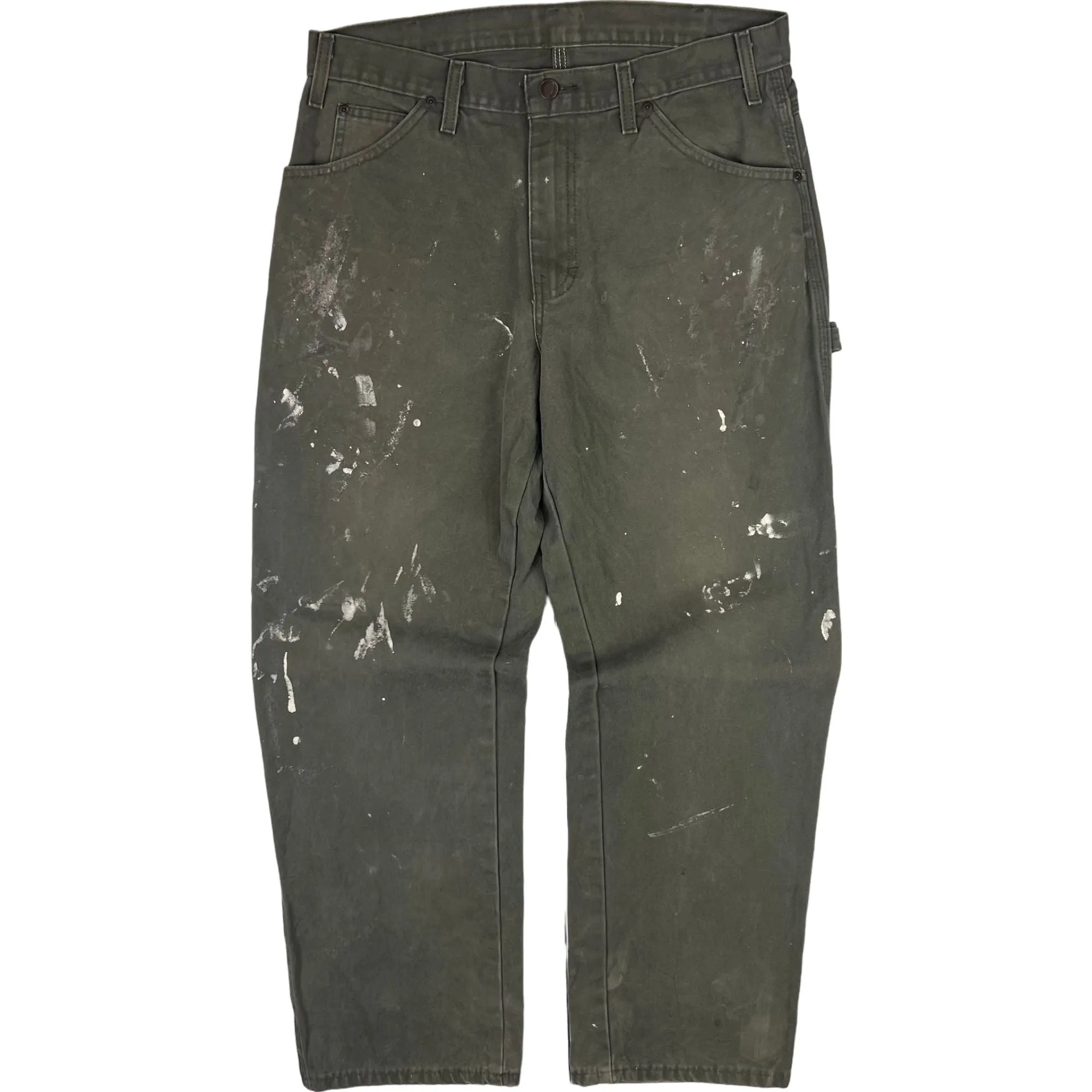 Dickies Carpenter Workwear Paint Splattered Trousers Green