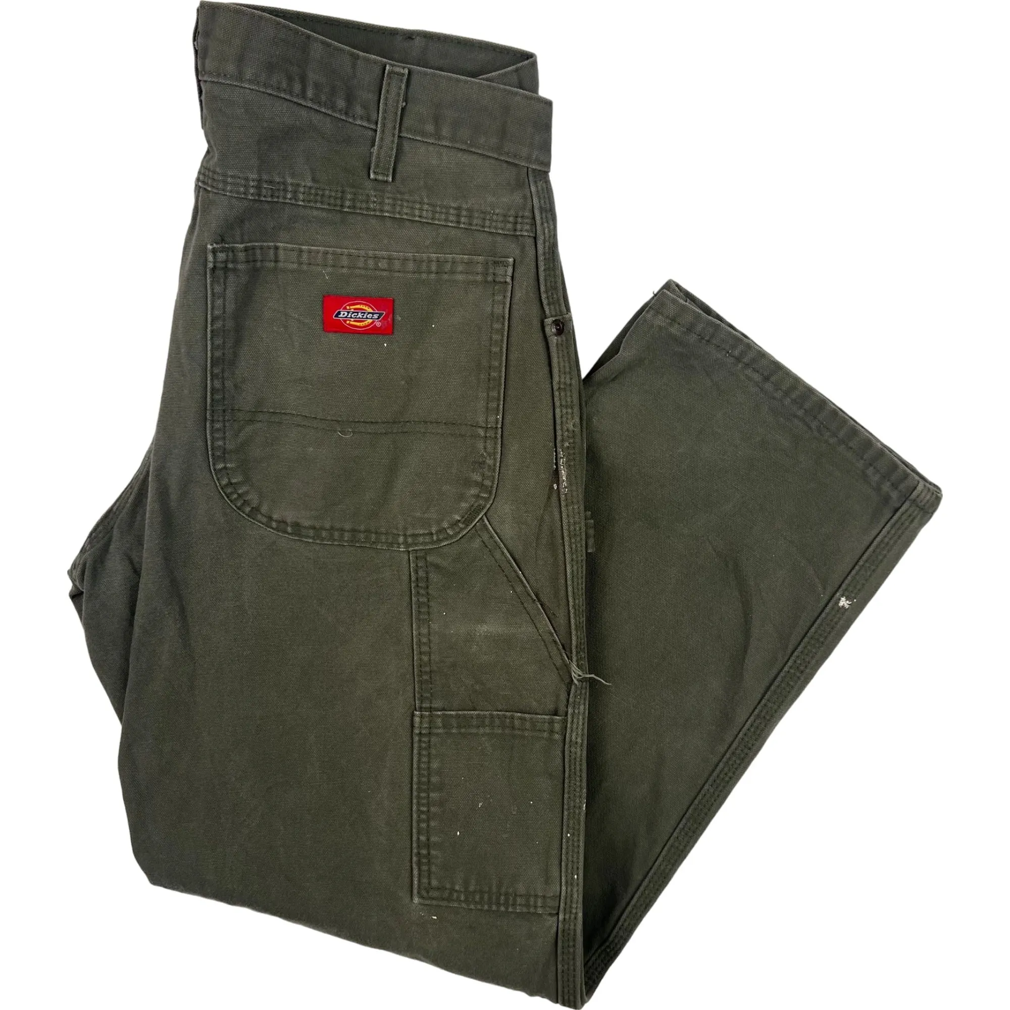 Dickies Carpenter Workwear Paint Splattered Trousers Green