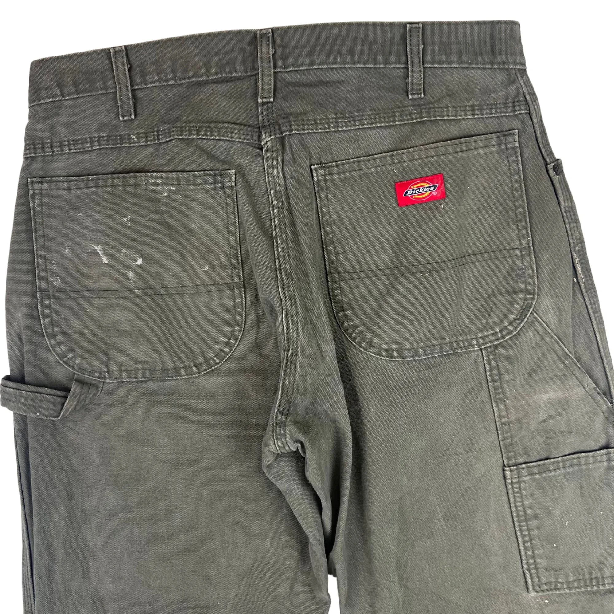 Dickies Carpenter Workwear Paint Splattered Trousers Green