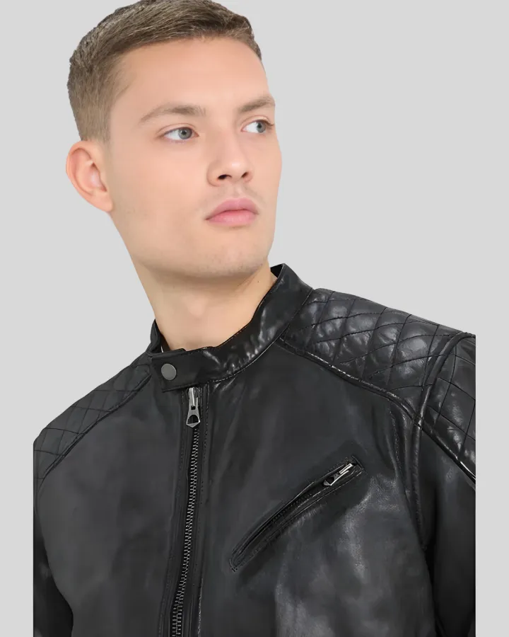 Dion Black Motorcycle Leather Jacket