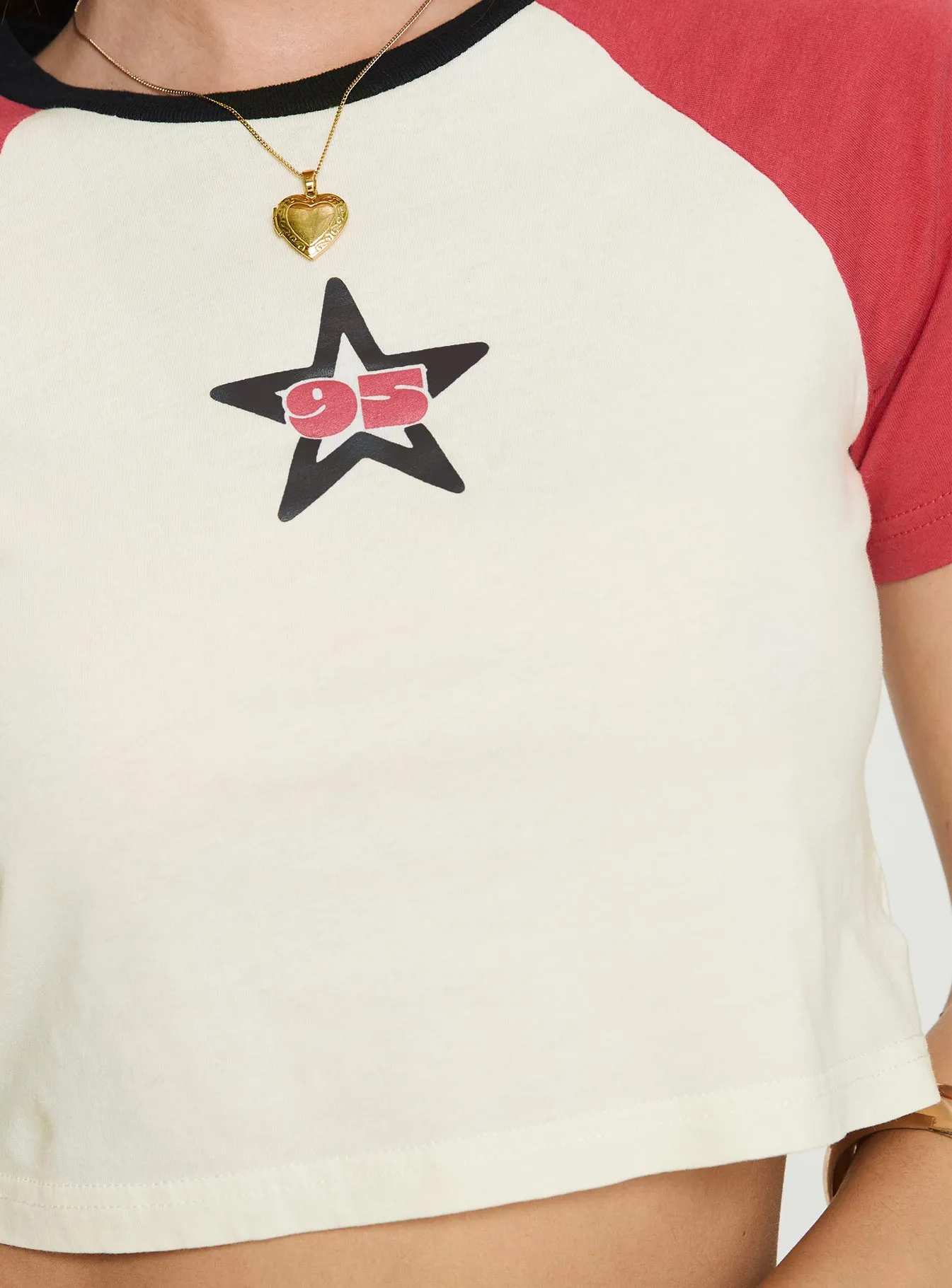 Baby Tee Disco Girl Cream Red