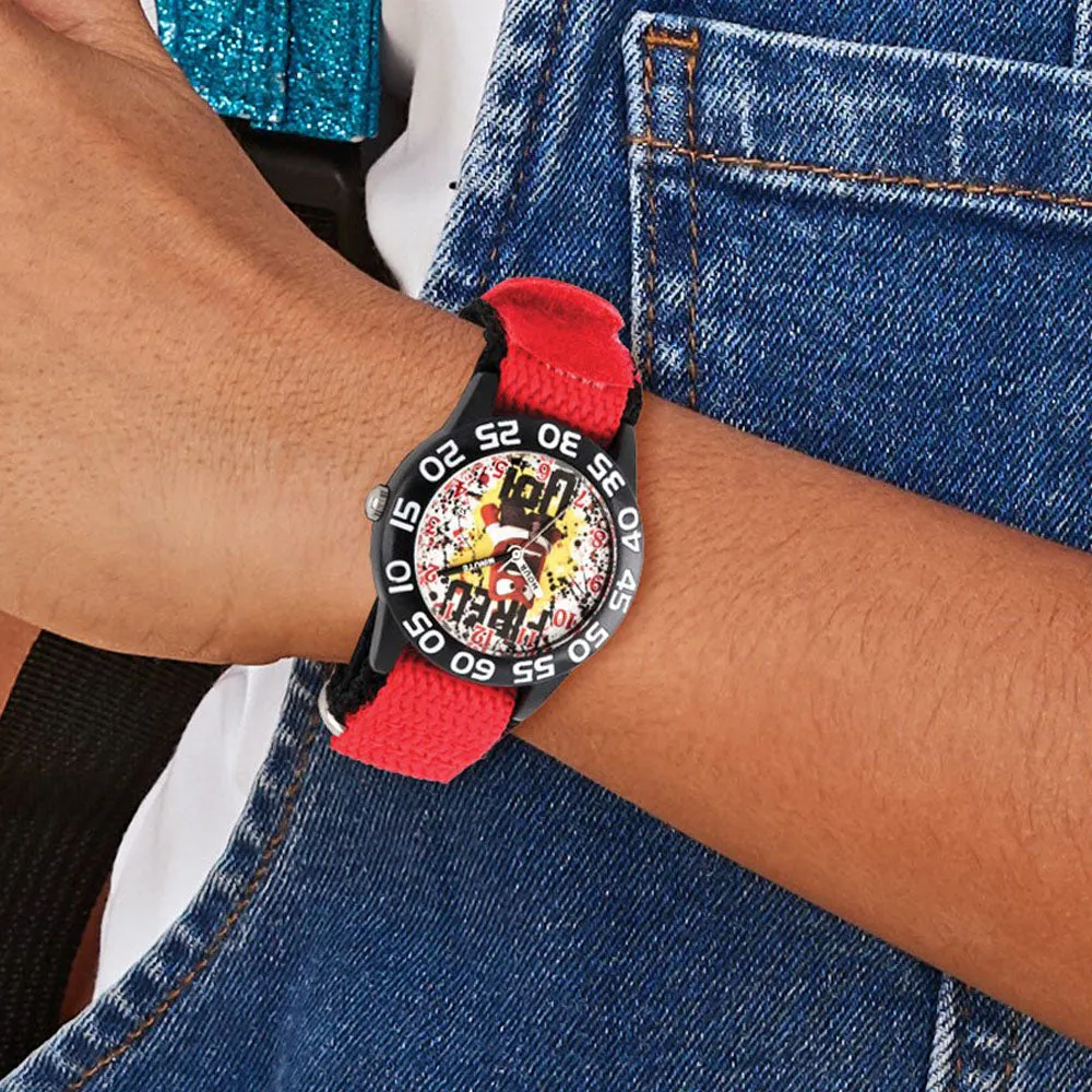 Disney Girls Red Nylon Band Time Teacher Watch.