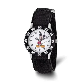 Disney Kids Mickey Mouse Black Velcro Strap Time Teaching Wristwatch