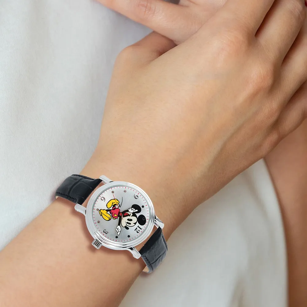 Disney Mickey Mouse Watch with Moving Arms - 38mm Black Strap for Adults