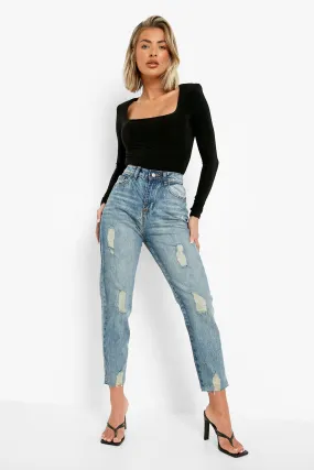 Distressed Straight Leg Jeans