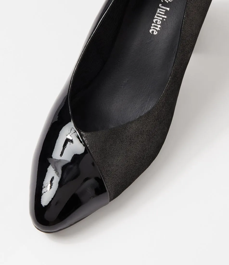 DJANGO & JULIETTE Kanns Black Shimmer Leather Patent Heels