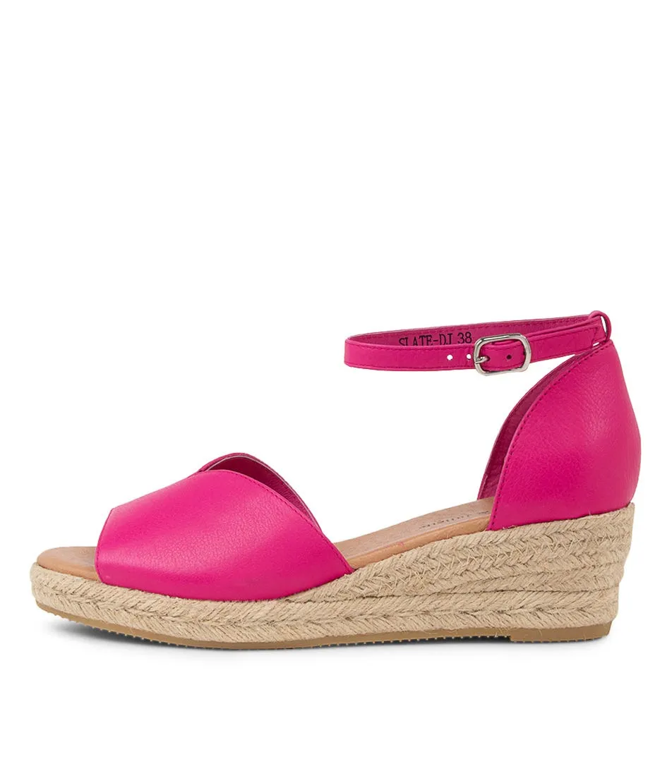 DJANGO & JULIETTE Slate Fuchsia Natural Rope Leather Heels