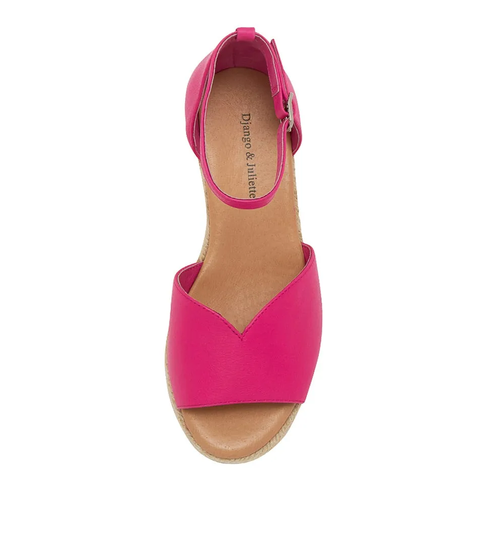 DJANGO & JULIETTE Slate Fuchsia Natural Rope Leather Heels