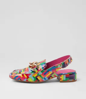 DJANGO & JULIETTE Vabor Pink Stripe Multi Patent Leather Heels