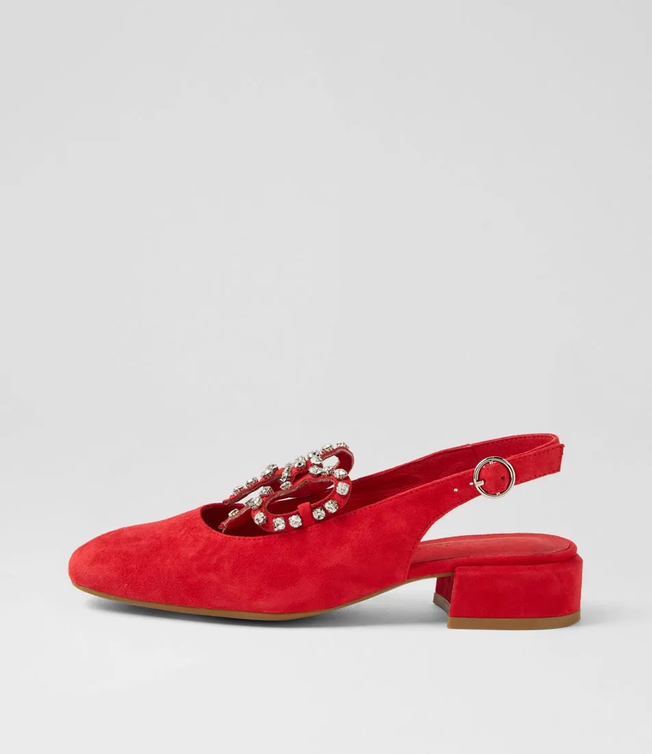 DJANGO & JULIETTE Vaylow Red Suede Heels