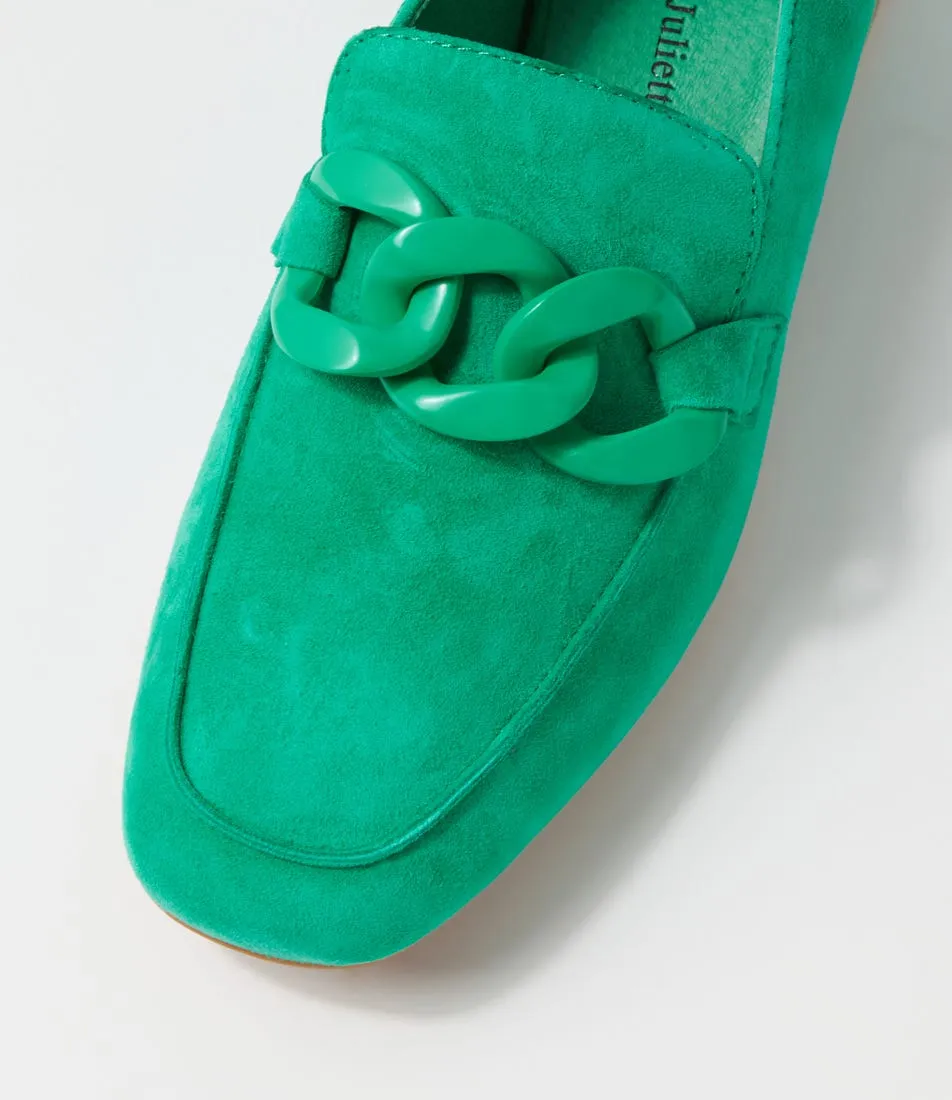 DJANGO & JULIETTE Vivek Light Emerald Suede Heels