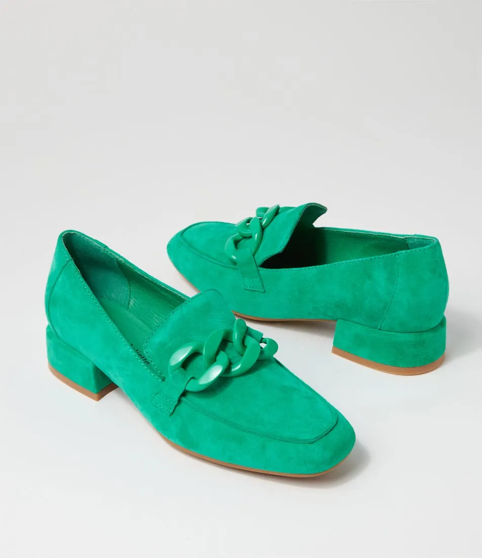 DJANGO & JULIETTE Vivek Light Emerald Suede Heels