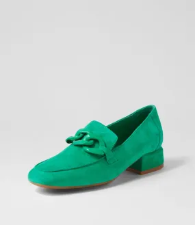 DJANGO & JULIETTE Vivek Light Emerald Suede Heels