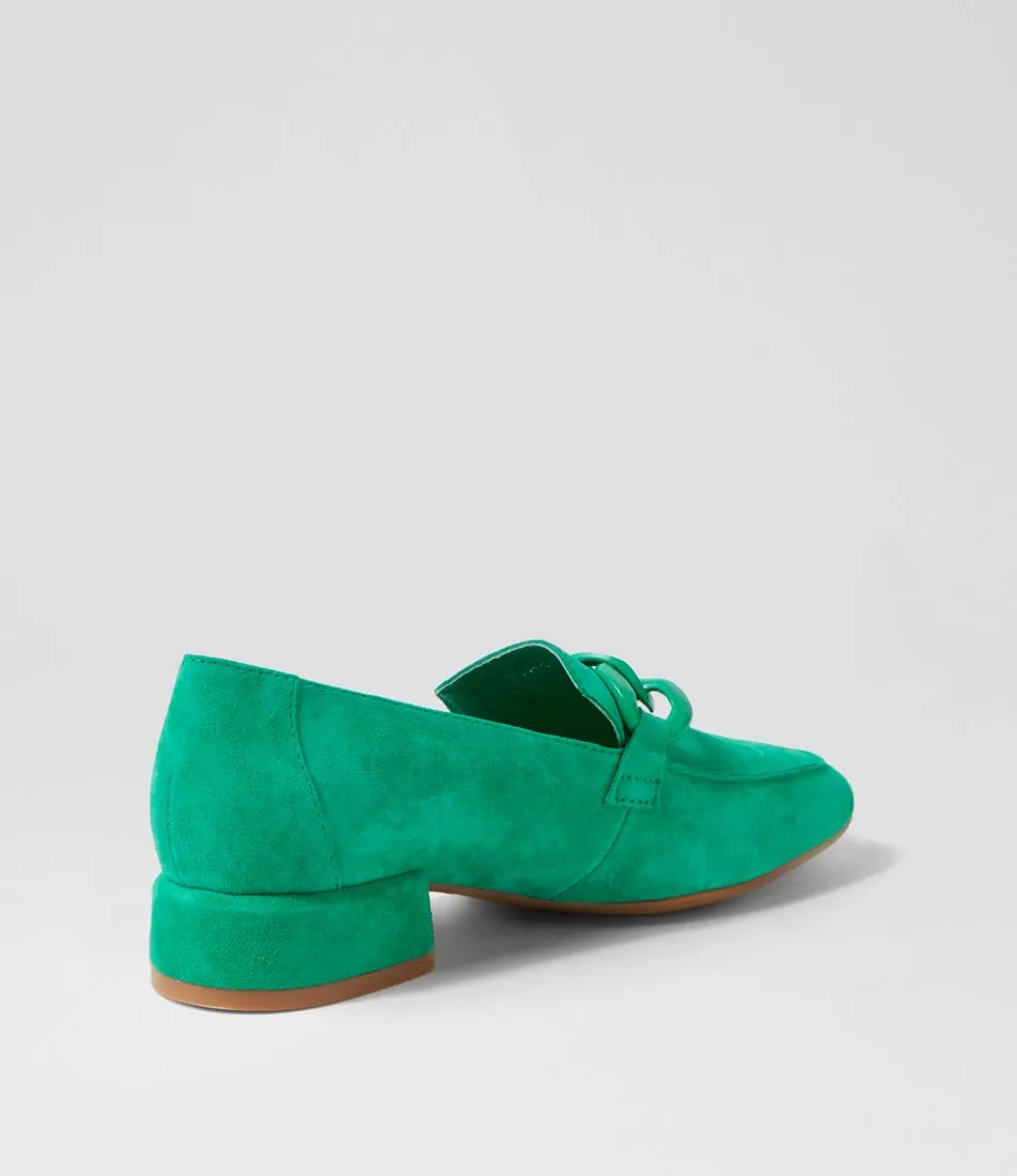 DJANGO & JULIETTE Vivek Light Emerald Suede Heels