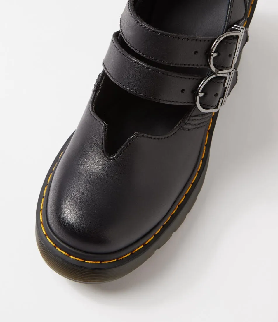 DR MARTEN Eviee Maryjane Black Leather Heels