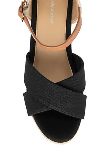 Black Cross Strap Wedges in Dunlop Natalie | Kaleidoscope