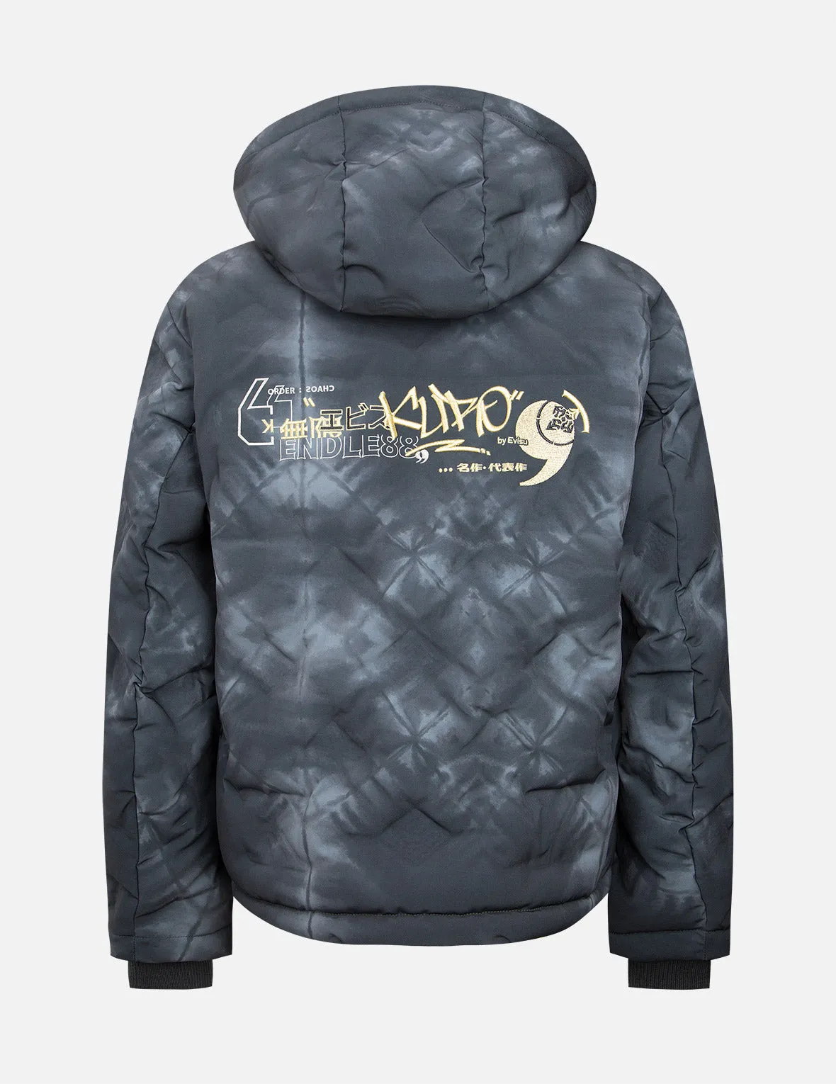 Embossed Graphics Tie Dye Print Down Jacket