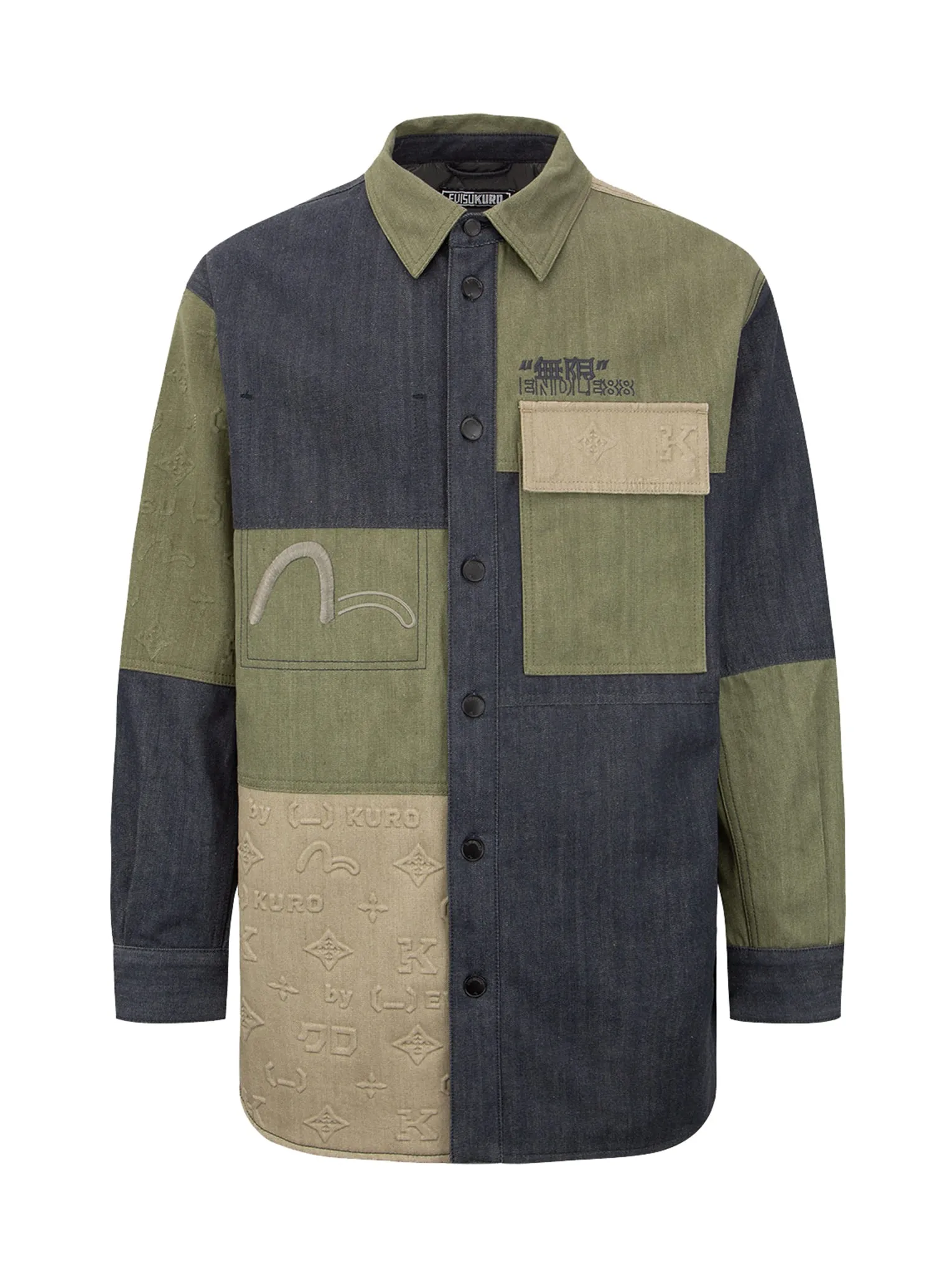 Embossed Monogram Colorblock Shirt Jacket