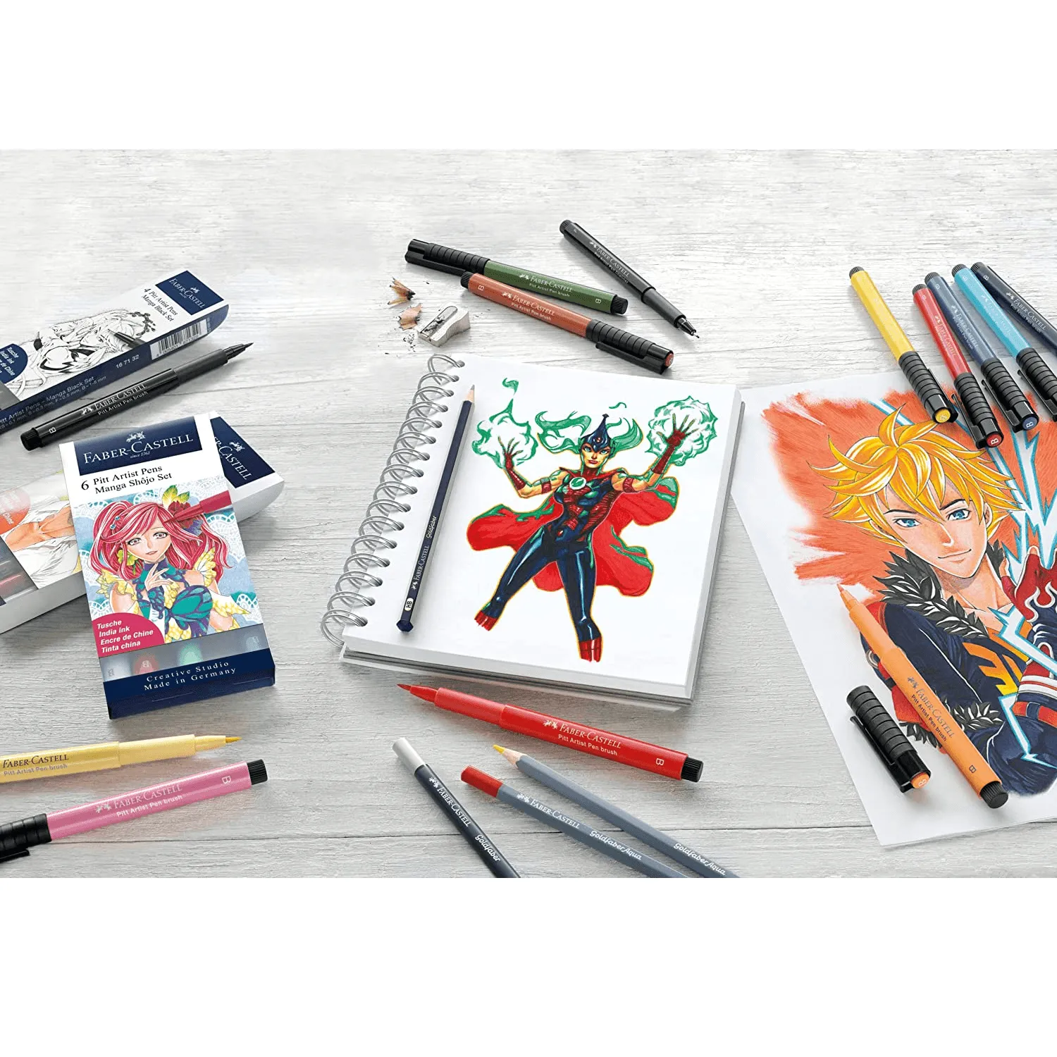 Faber-Castell 15pc Creative Pitt Artist Brush Pens Comic Manga Illustration Set