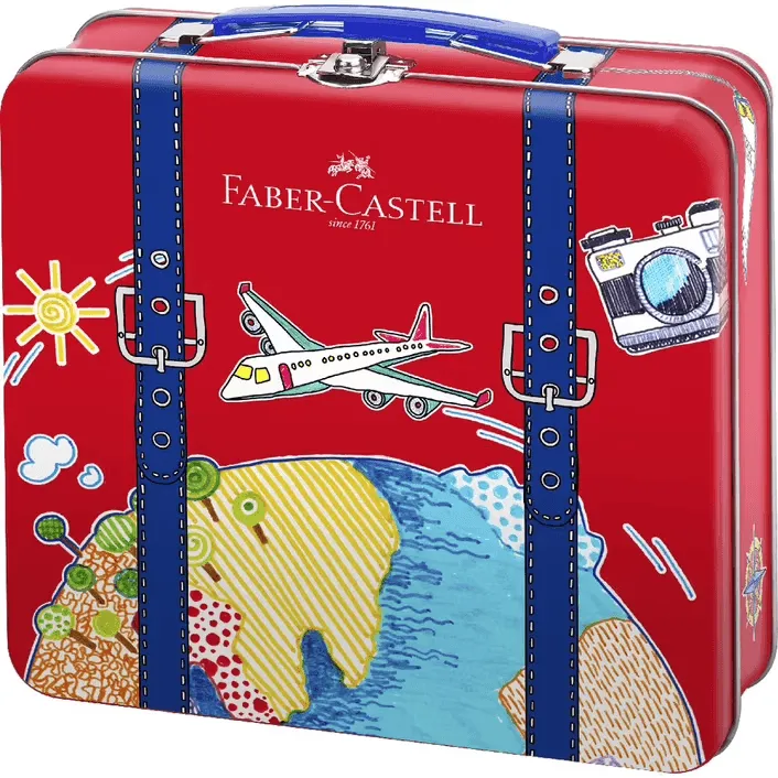 Faber-Castell Travel Connector Pens 40 Pack Tin Carrying Case Colouring Book Set