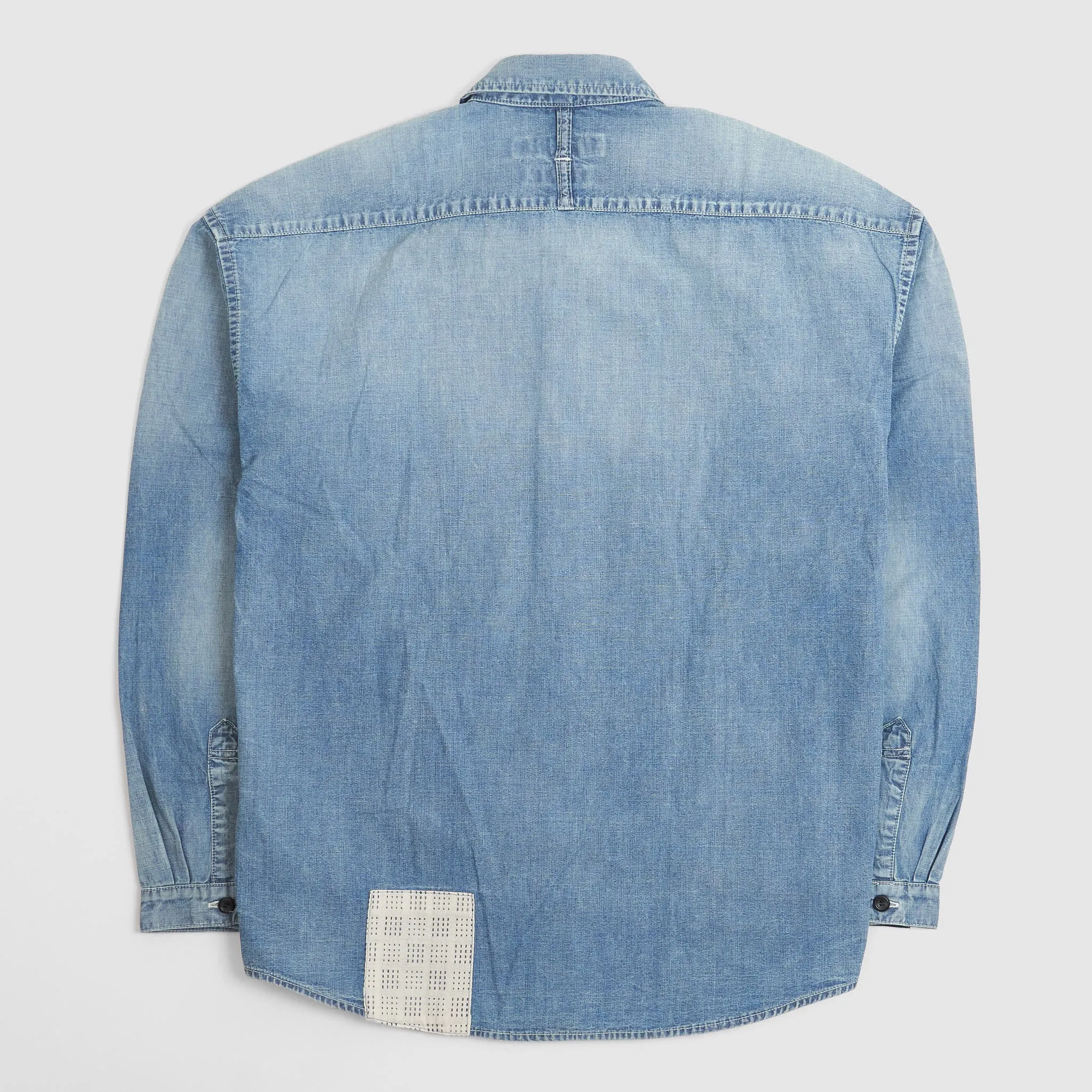 FDMTL Patchwork Denim Shirt with Sashiko Embroidery