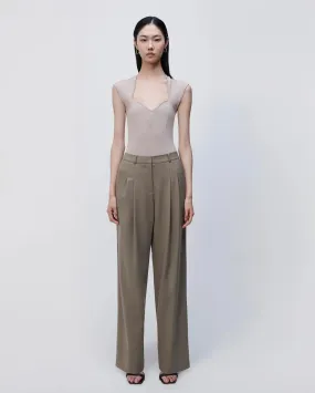 Felice twill trousers with pleats in willow green