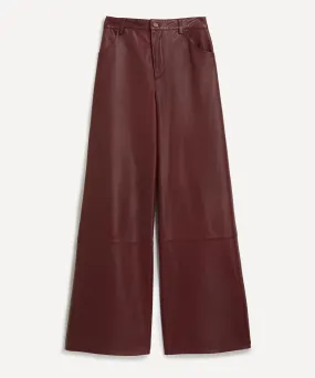 Figari Burgundy Plongé Leather Trousers