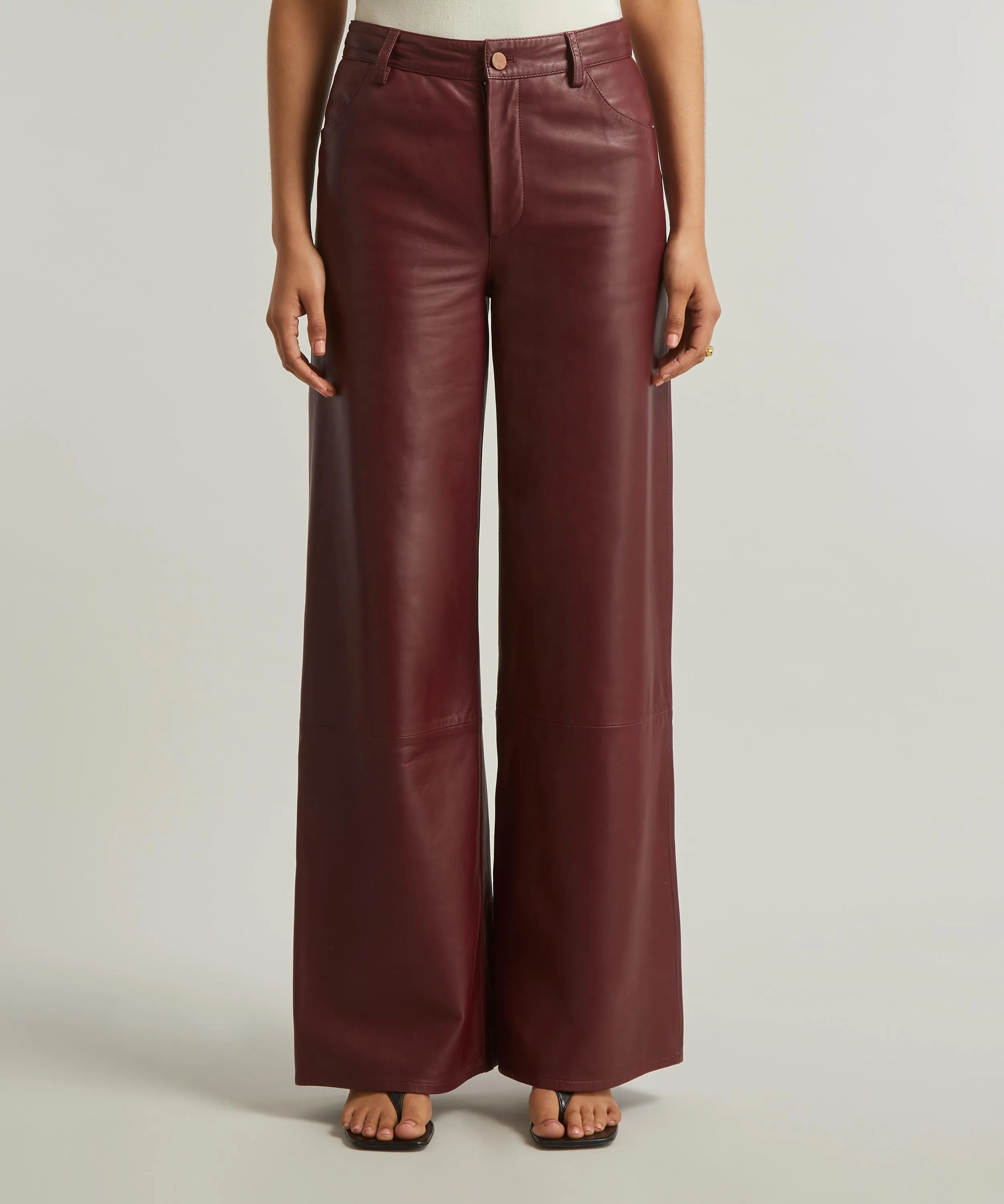 Figari Burgundy Plongé Leather Trousers