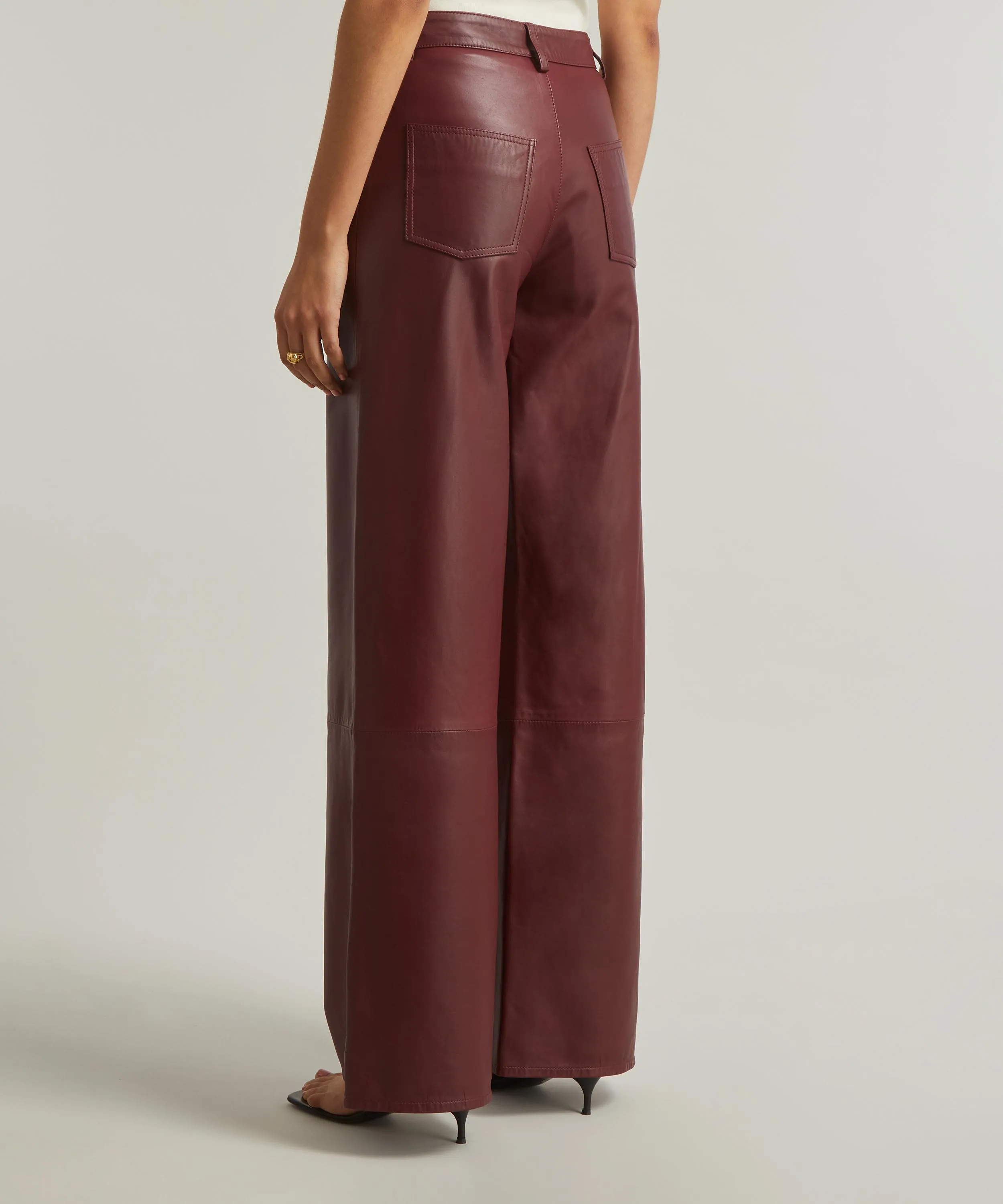 Figari Burgundy Plongé Leather Trousers