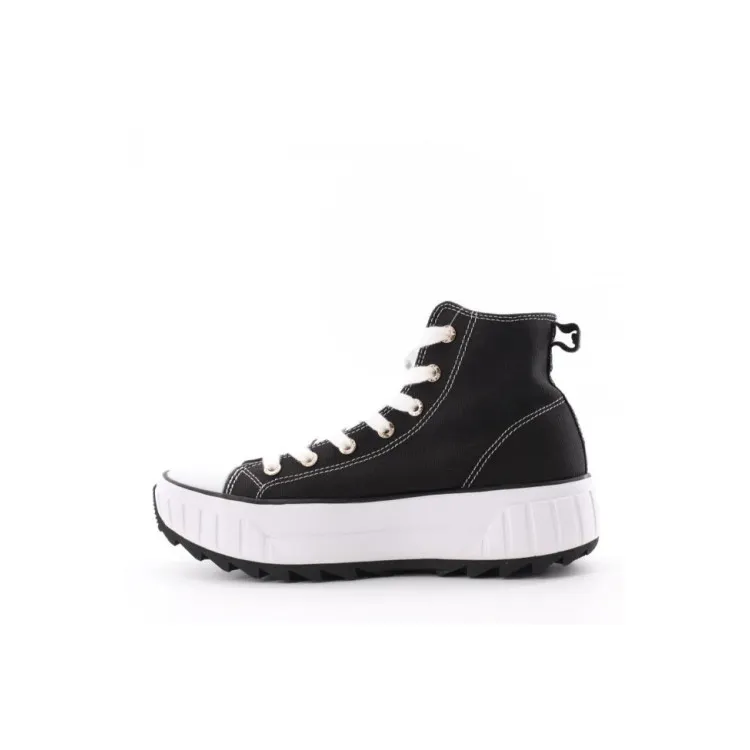 Black Canvas Sneakers for Women by FIFA FFW0440 BLOCKSTER MID