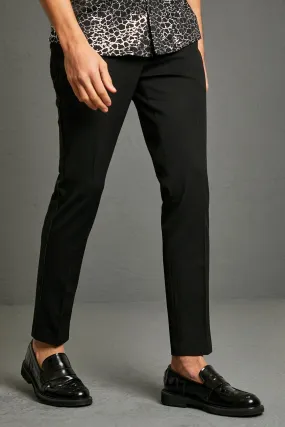 Fixed Waistband Skinny Trousers With Piping