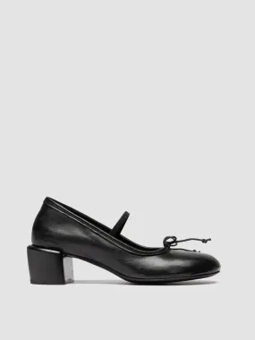 FLORE 001 - Black Leather Ballerina Shoes