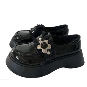 Flower Buckle Chunky Platforms