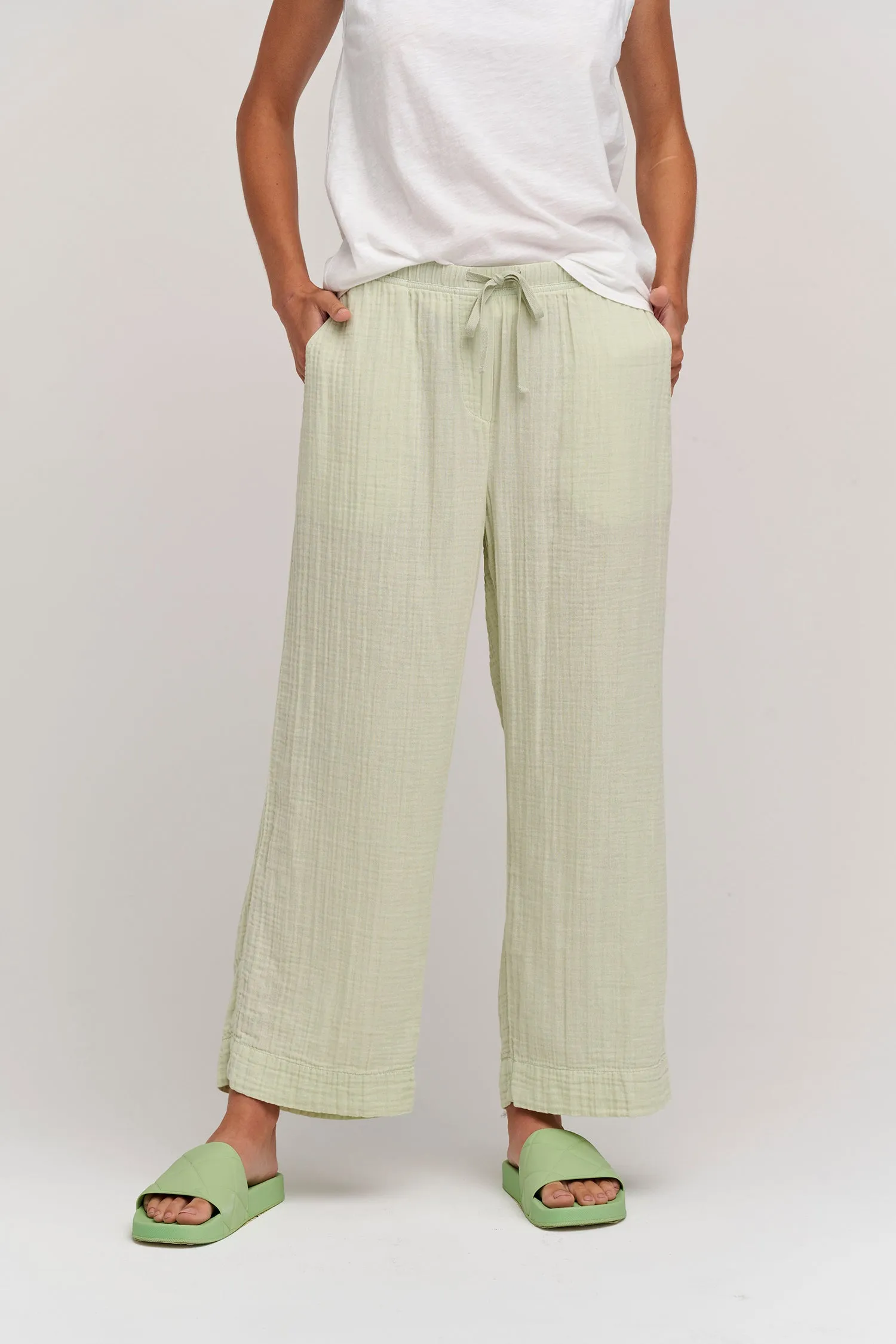 FRANNY COTTON GAUZE TROUSERS IN KIWI