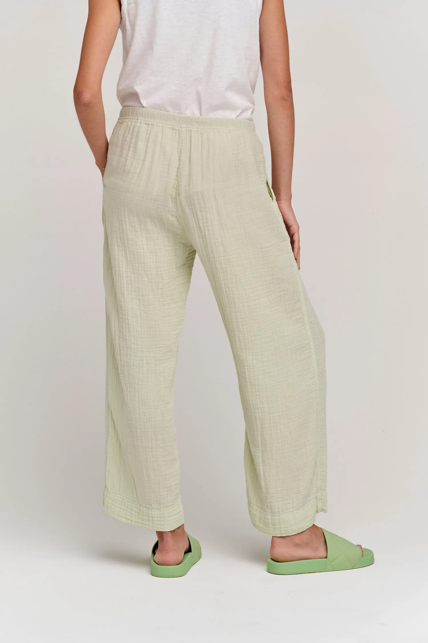 FRANNY COTTON GAUZE TROUSERS IN KIWI