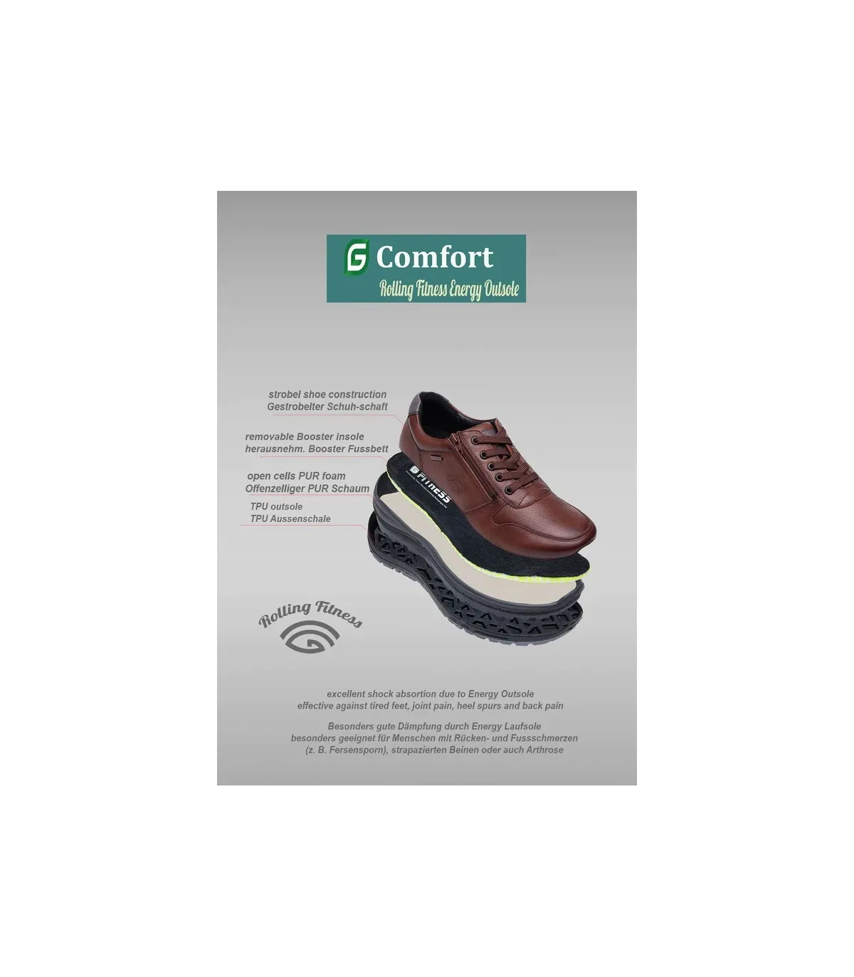 G COMFORT Leather Waterproof Sneakers - Brown R1282