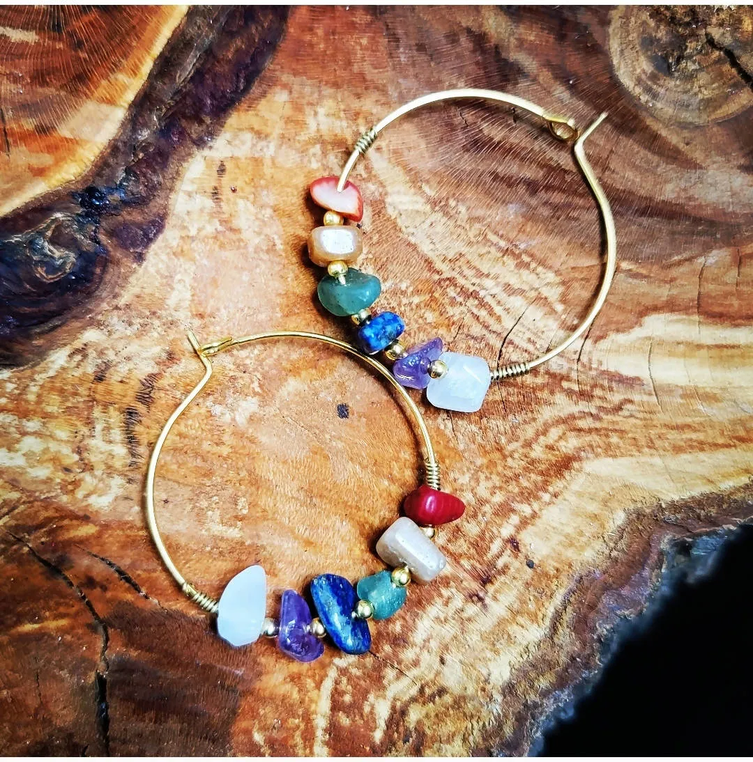 Gemstone Hoop Earrings by Island Girl Art