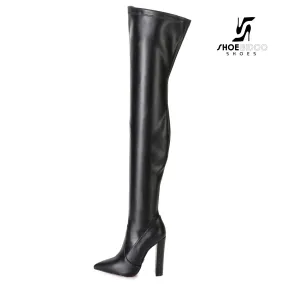 Giaro thigh boots TRINKET in black mat with 12cm heels